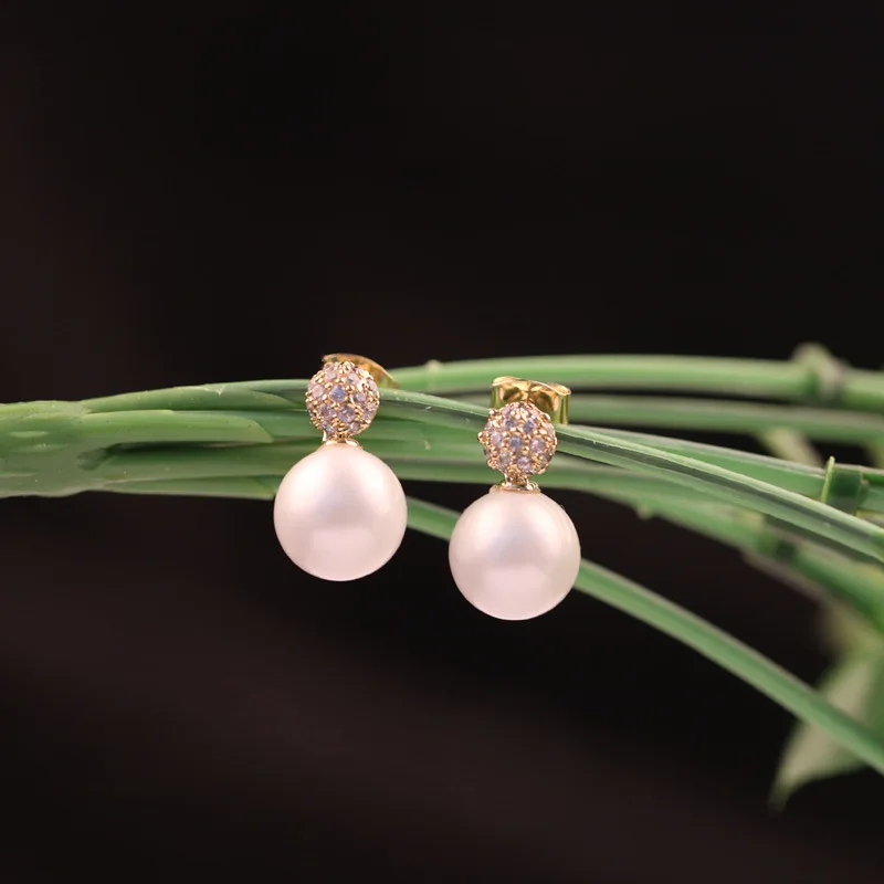 

Lanseis Mosaic Zircon Elegant Shell Pearl Earrings,1Pcs Unique Natural Stone,Spring Style, Design Handmade Jewelry For Women