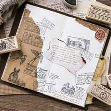 Лидер продаж Дерево штамп старые газеты серии журнала резиновая дневник альбом для DIY Скрапбукинг/карта высмеивать украшения поставки