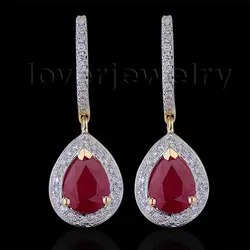 Loverjewelry 100% серьги с натуральными камнями Модные украшения 14 K желтое золото рубин обручальные серьги для Для женщин любовь подарок