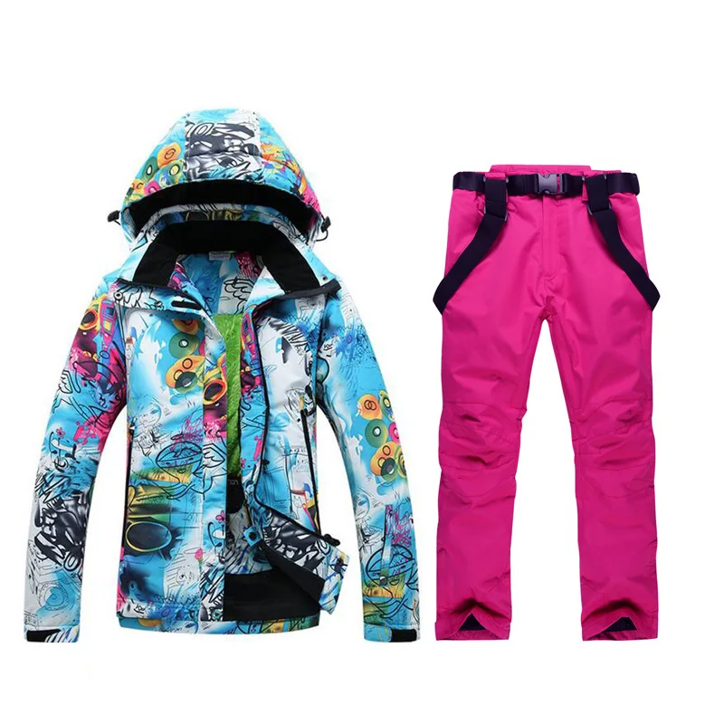 Новинка,, Женская лыжная куртка+ штаны, женские водонепроницаемые, ветронепроницаемые, дышащие, лыжные костюмы для сноуборда