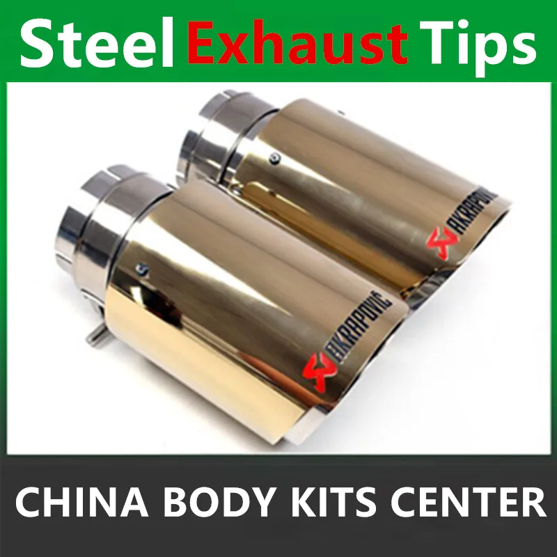 

Car-Styling Coated Stainless Steel Universal Car Exhaust Pipe Tip Tailtip 90mm / 60mm Akrapovic Car Exhaust Matte Black