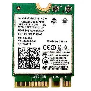 

Wifi Adapter Card for Dual Band Wireless-AC 3168AC 3168NGW 433Mbps 802.11ac + Bluetooth 4.2 M2 NGFF WiFi Adapter WLAN Card