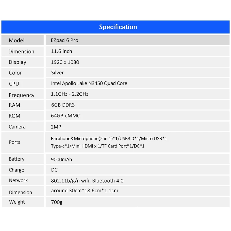Jumper EZpad 6 pro 2 в 1 планшет 11 &quotIntel apollo lake E3950 планшеты ips 1080P ГБ DDR3 64 Гб eMMC windows 10