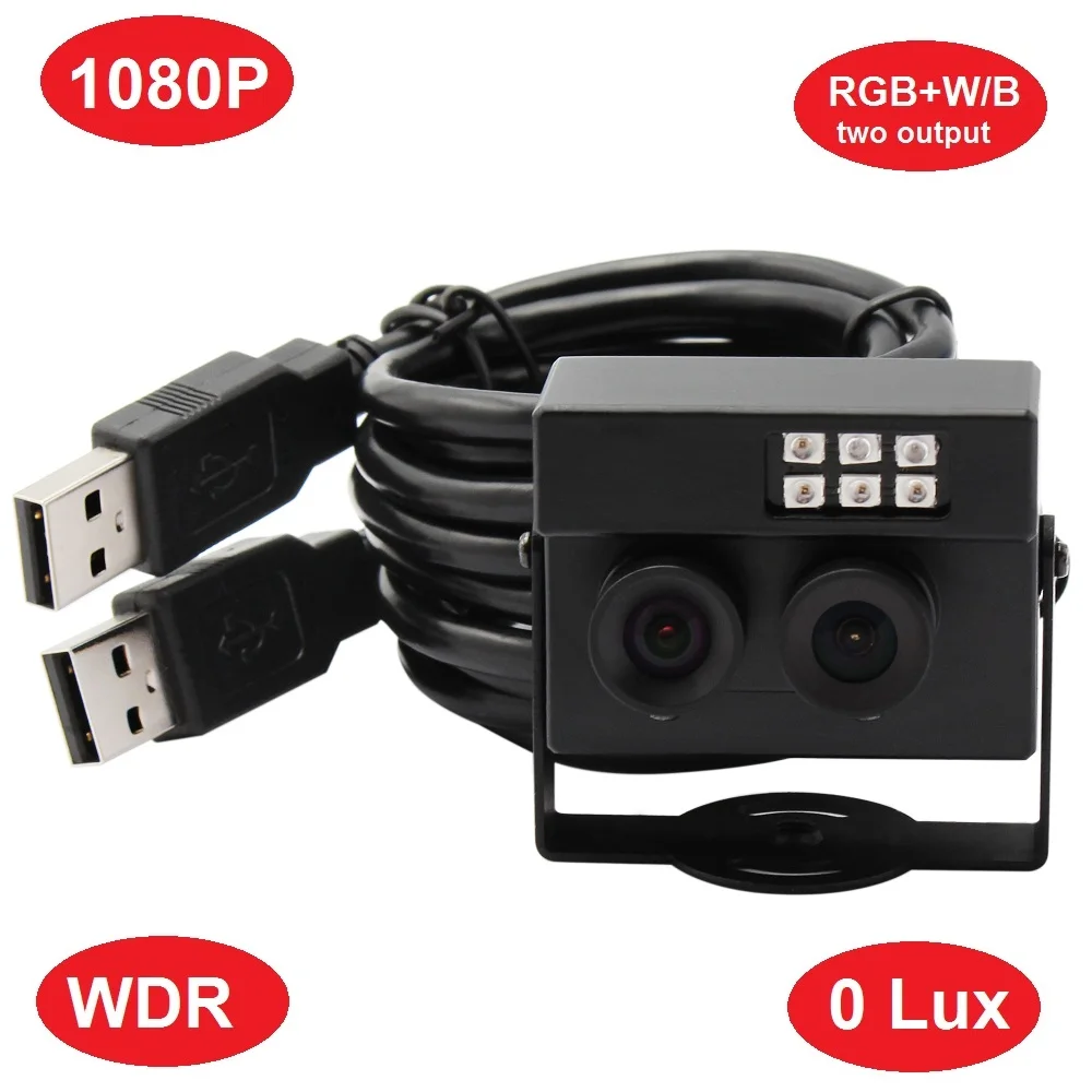 

2megapixels AR0230 Sensor wide dynam105dB WDR MJPEG Dual Lens No distortion IR Night Vision USB Camera with RGB and W/B output