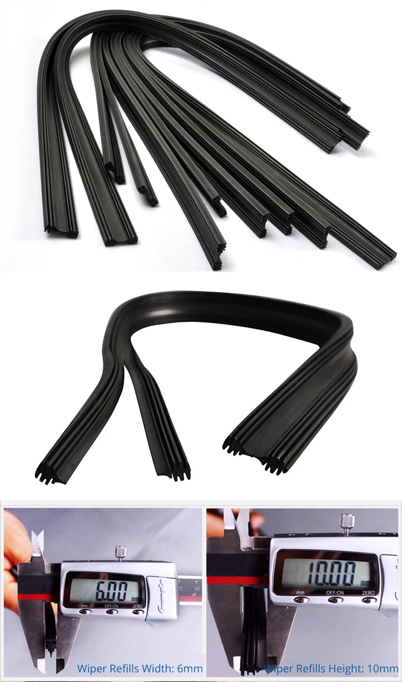 2Pairs Universal Car Wiper Blade Refill Natural Silicone Rubber Windscreen Windshield High Quality Car Accessories