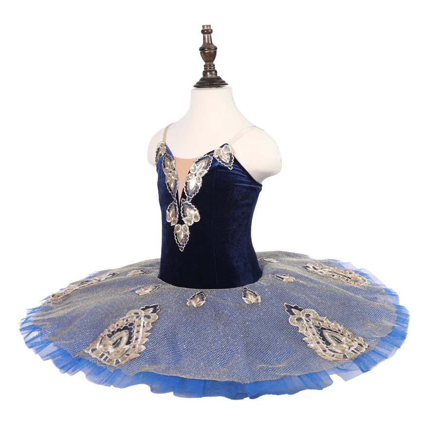 

Royal blue swan ballet tutu costumes Dark blue gold pancake tutu gilrs ballet tutus professional tutu nutcracker ballet costumes