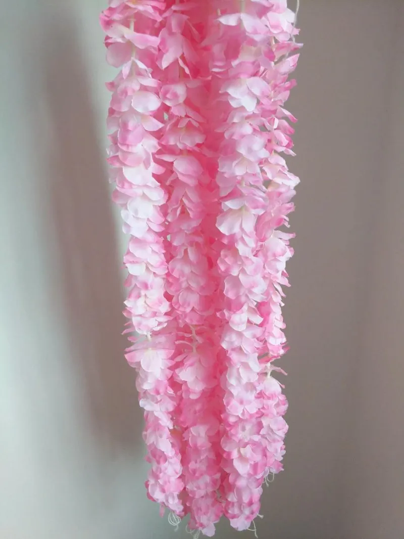 100 см искусственная Гортензия Орхидея Глициния Цветок струна для DIY моделирования свадебная АРКА квадратная лоза настенный висячий орнамент - Цвет: dark pink