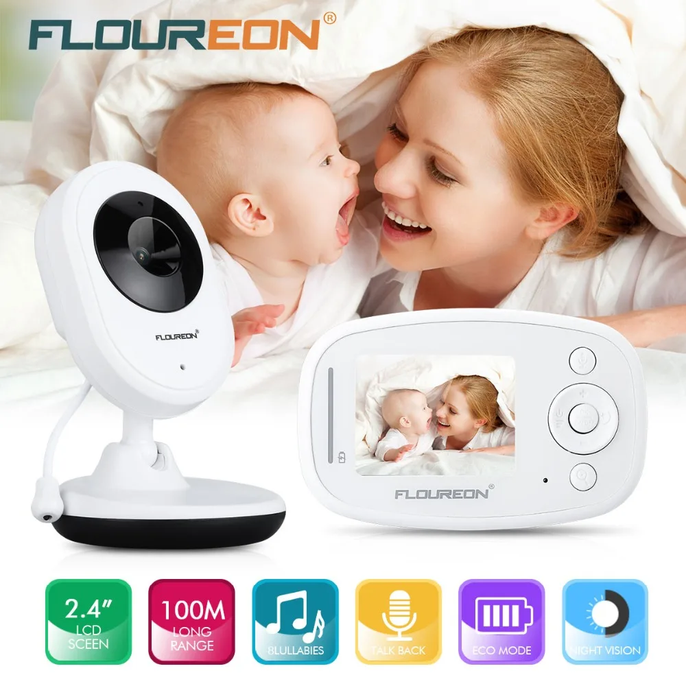 Floureon 2.4'' Digital Wireless Baby Monitor Lcd Video Nanny Security