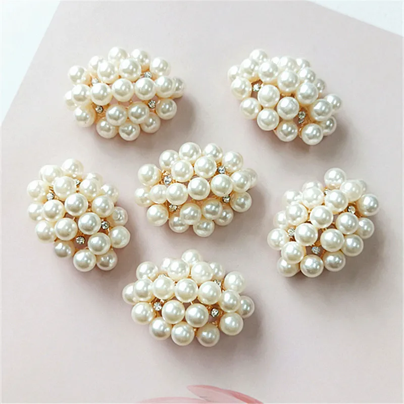 

10 PCS Fashion Metal Alloy Silver Crystal Rhinestones Imitation Pearl Flowers Connectors Charm DIY Headwear Accessories