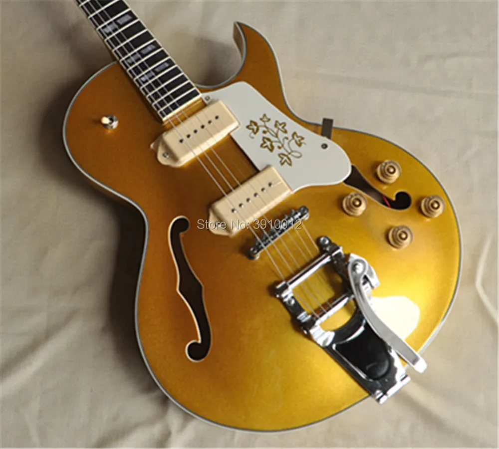 

Factory customization high quality L-5 Jazz electric guitar Gold powder hollow body jazz electric guitar guitarr