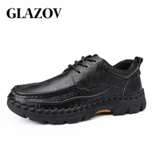 

GLAZOV Brand New Men's Genuine Leather Shoes Size 48-48 Head Leather Supper Soft Father Shoes Anti-Slip Leather Casual Shoes