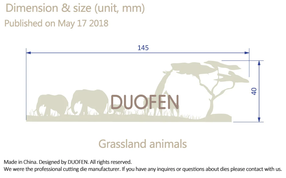 DUOFEN металлические режущие штампы Африканский силуэт луга животные слоны носорог верблюды Трафарет DIY скрапбук бумажный альбом Новинка