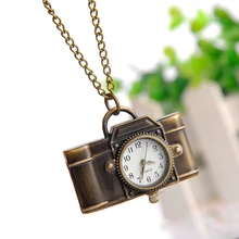Cindiry New Fashion Vintage Bronze Quartz Pocket Watch Cute Lovely Camera Design Pendant Chain Necklace Clocks P35