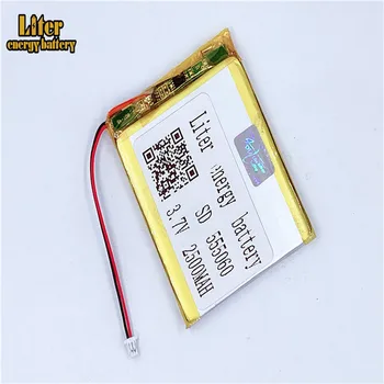 

1.0MM 2pin connector 555060 2500mah 3.7V Li-polymer battery LiPo MP3 MP4 MP5 small toys e-books GPS PDA power bank