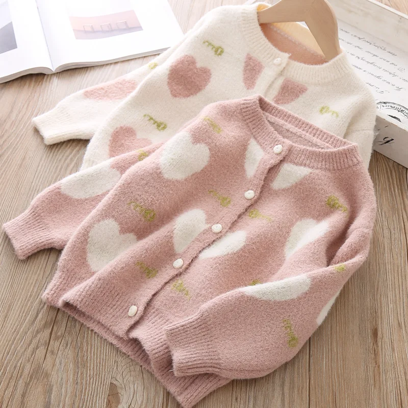 

baby girl sweater 2019 fall kids cotton print cardigan fashion high-grade children knitting sweater sweet kids clothing