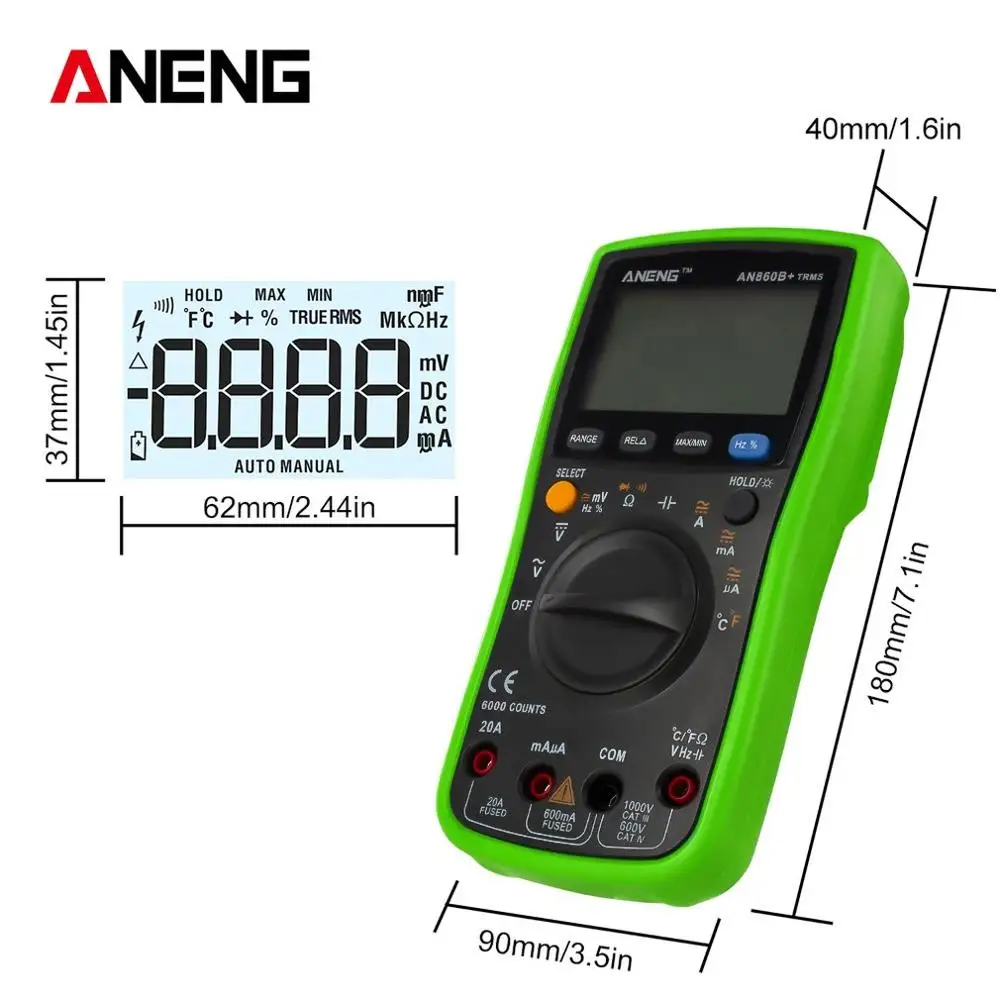 ANENG AN860B + 6000 отсчетов ЖК Аналоговый Цифровой мультиметр DMM детектор тестер пиковый