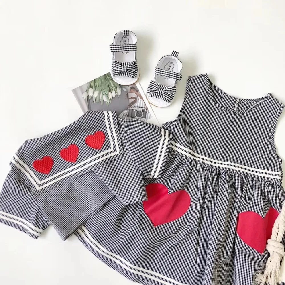 Summer Dress Preppy Style Kids Dresses for Girls Heart Vestido Infantil Princess Party Clothes Vest + Jackets 2Pcs | Детская одежда и