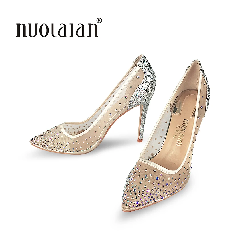 Najtaniej Najwyższej jakości wysokie obcasy buty 2018 kobiety pompy Sexy Pointed Toe dżetów Party ślubne damskie buty