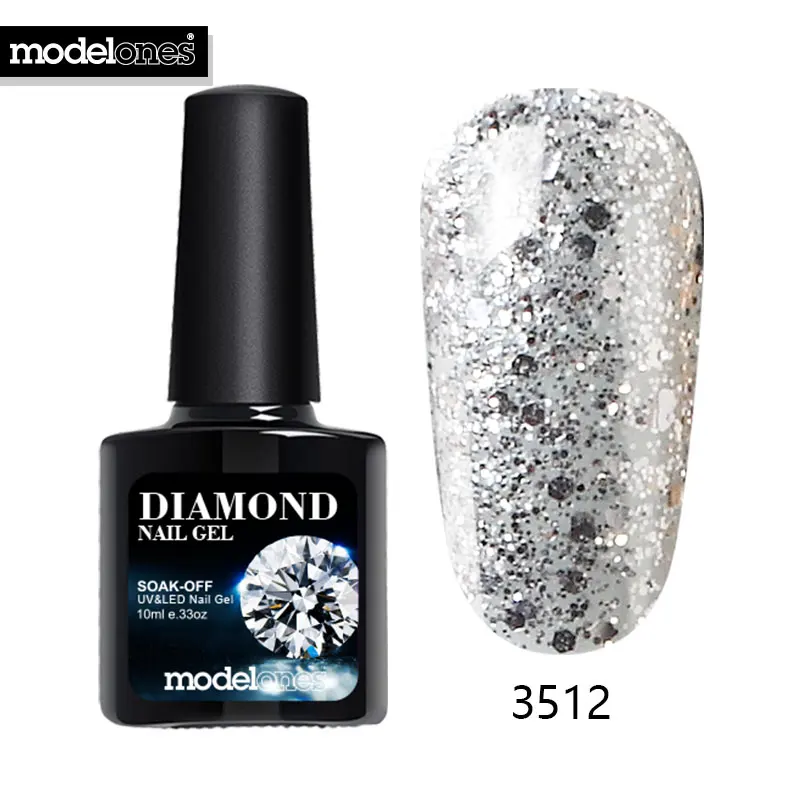 Modelones Алмазный Блестящий Светодиодный УФ-гель для ногтей горячая Распродажа Белый цвет блестки украшения для ногтей УФ-гель клей для ногтей - Цвет: 3512