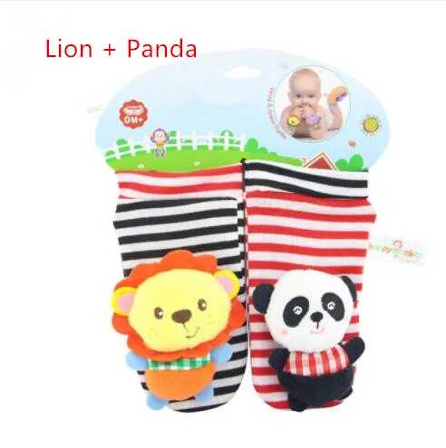 Детские носки, погремушки, игрушки, погремушки на запястье, носки для ног 0-24 месяцев, детские погремушки, игрушки - Цвет: pandalionsocks