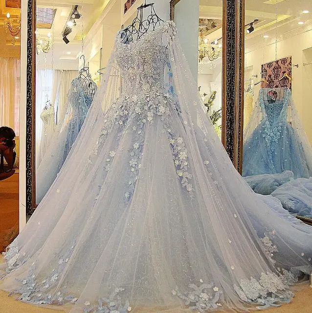 sky blue wedding gown