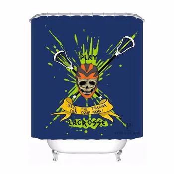 

Custom Lacrosse Skull Logo Final Interchange Bath Curtain Bathroom Mildewproof Waterproof Polyester Shower Curtain#180417-04-44