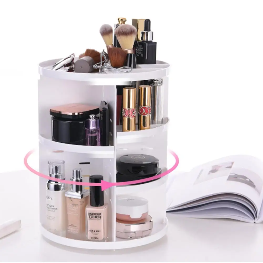 Adeeing органайзер для макияжа, вращающаяся на 360 градусов коробка для хранения косметики, шкатулка для украшений, держатель для помады