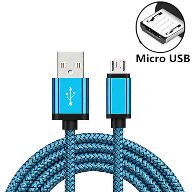 Зарядный кабель Micro usb для samsung Galaxy A7 A3/A5 J3/J5/J7 длиной 2/3 метра, зарядное устройство для мобильного телефона, Розовый Шнур - Цвет: Синий