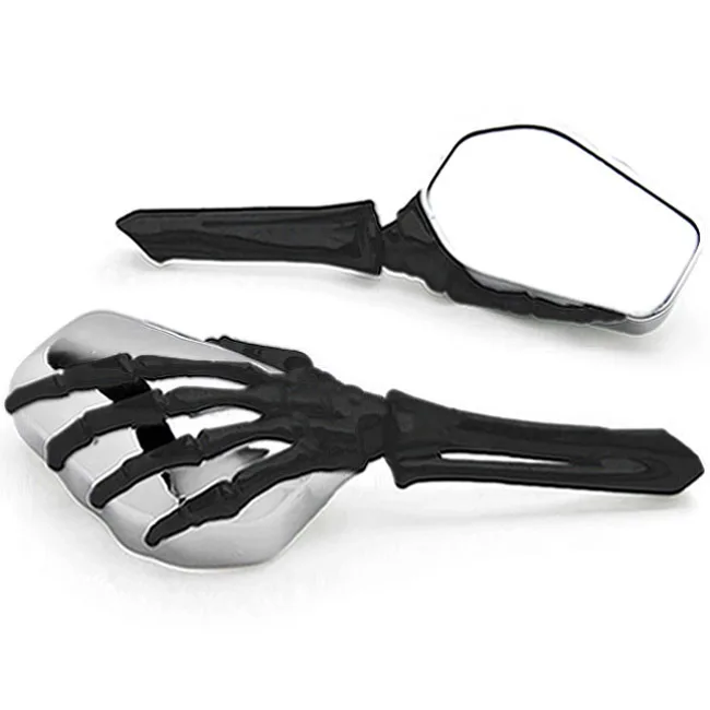 

Free Shipping Black/Chrome Skeleton Hand Motorcycle Mirrors For Harley Davidson Police FLHP