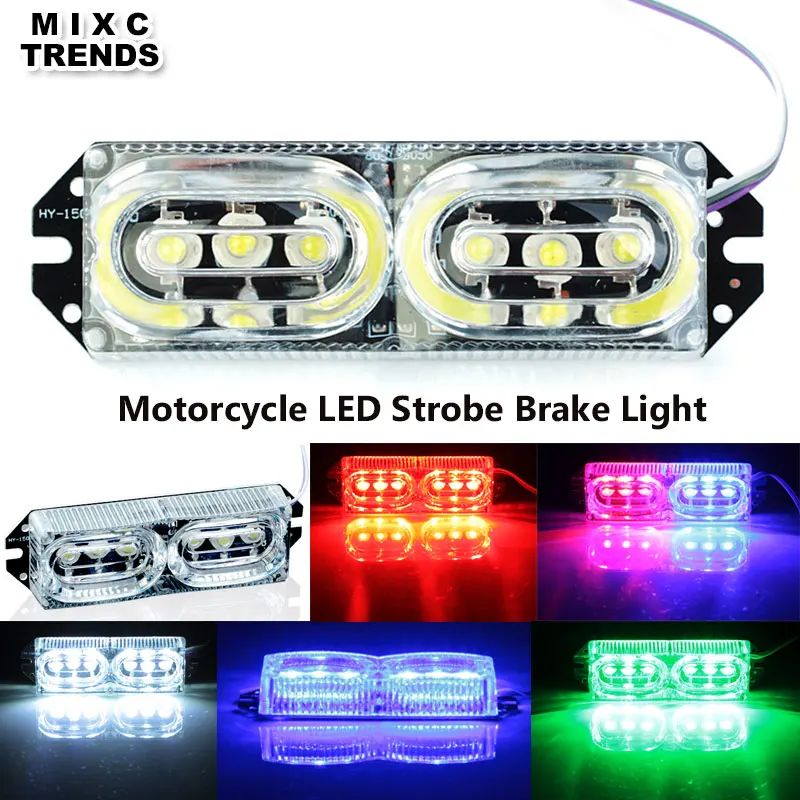 

MIXC TRENDS 1Pcs 6 LED beacon Warning Police Motorcycle Brake Light 12V 6w MotorBike Car Tail Stop Flash Strobe Decorative light