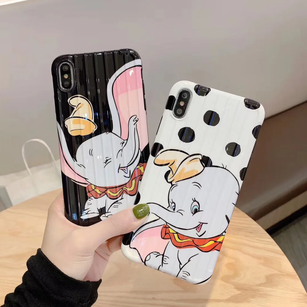 

Maosenguoji Curved surface cute Wave point DUMBO Fashion soft Mobile Phone Case for iphone 6 6s 7 plus 8 8plus X XR XS MAX cover