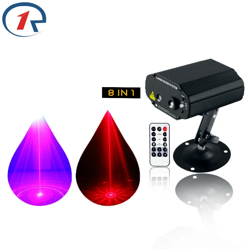 

R-S-08 IR Remote Red Green Laser Light Blue LED Stage Light 8 Patterns Laser projection map disco light bar ktv prom dj light