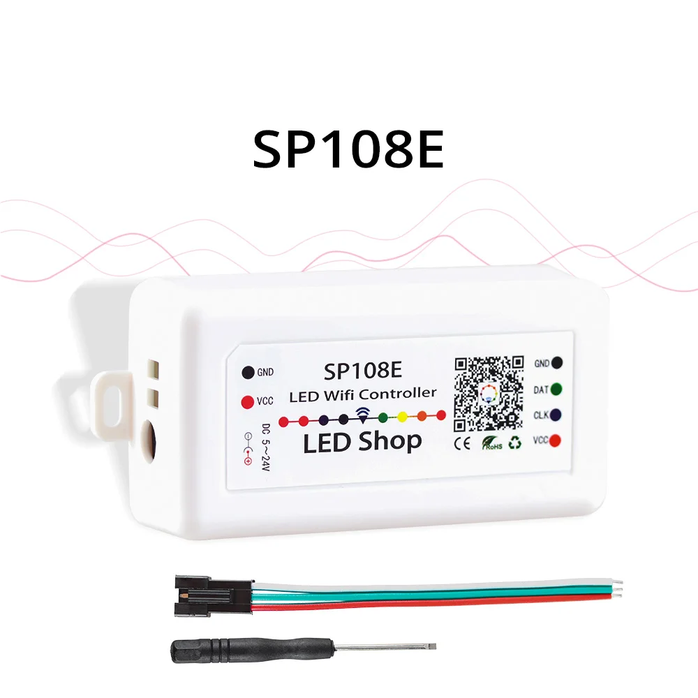 

SP108E WS2812 LED Controller WiFi wireless control by smart phone APP For RGB RGBW Pixel LED Strip WS2812B SK6812 APA102 DC5-24V