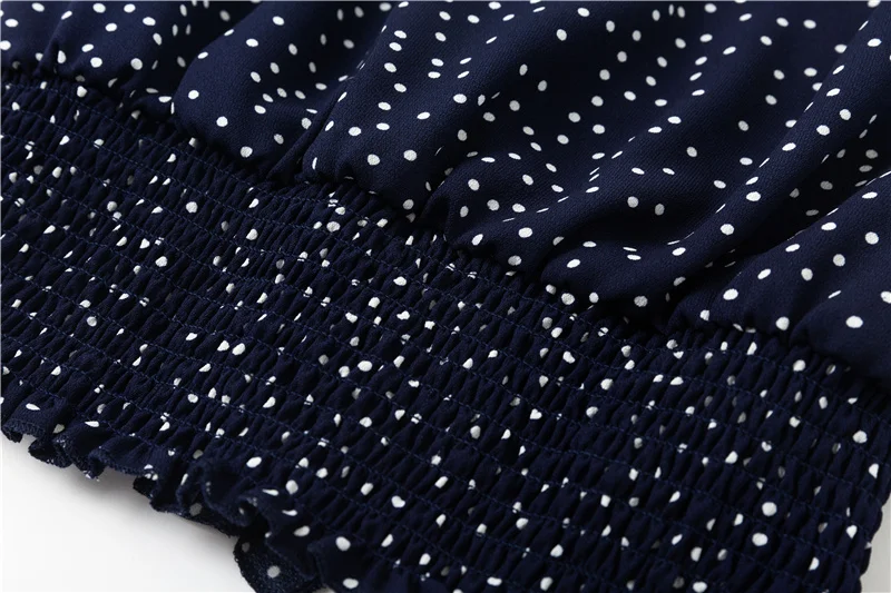 ShejoinSheenjoy Ruffles Chiffon Blouses Women Tops Polka Dot Print Autumn Ladies Shirts V Neck Lantern Sleeve Casual Shirt Top (7)