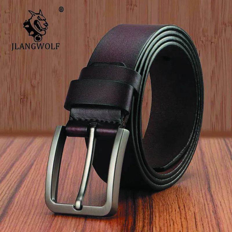 Pin buckle belt cow genuine leather luxury strap male belts for men