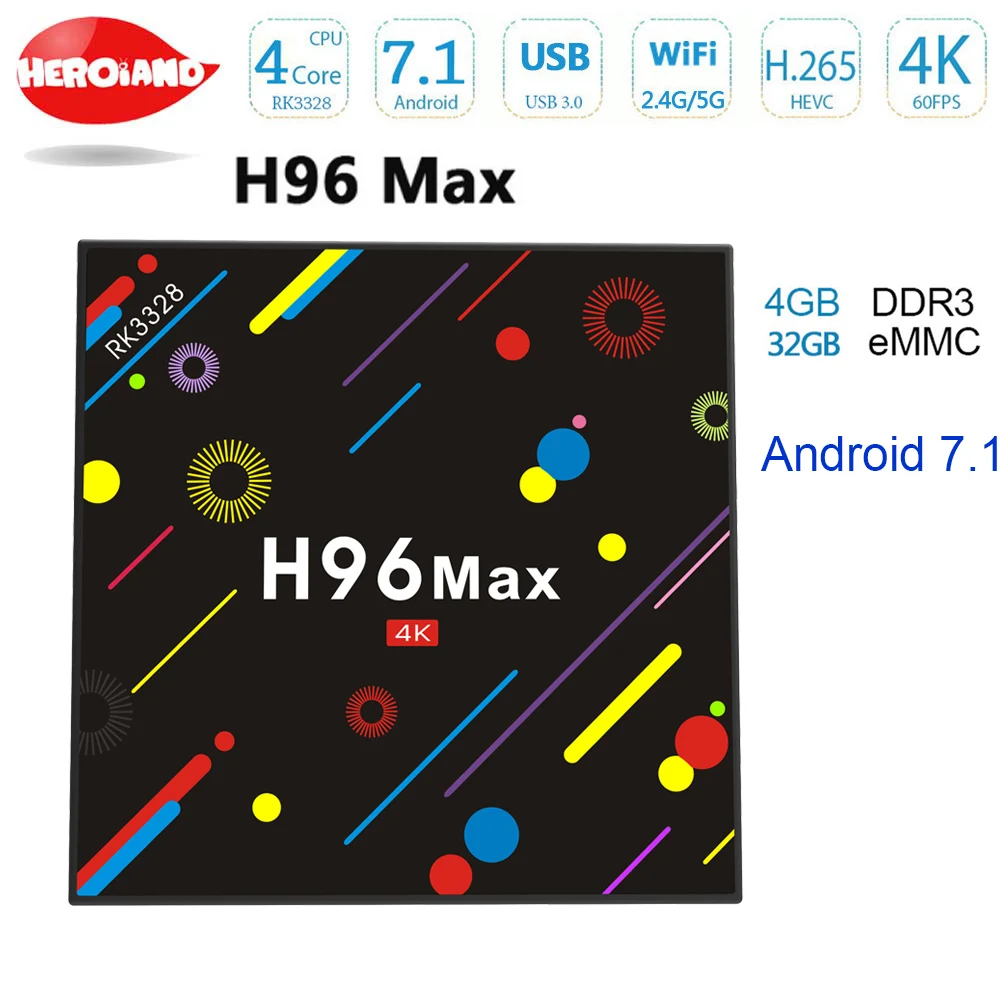 

[Genuine] h96 max h2 4g 32g Smart TV Box Android 7.1 Rockchip RK3328 Quad-core Wifi 4K H.265 h96 media player h96pro set top box
