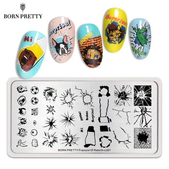 

BORN PRETTY Stamping Plates Decompress Theme Stainless Steel Nail Stamp Image Plate Nail Art Tool Fracture Of Rebirth L001