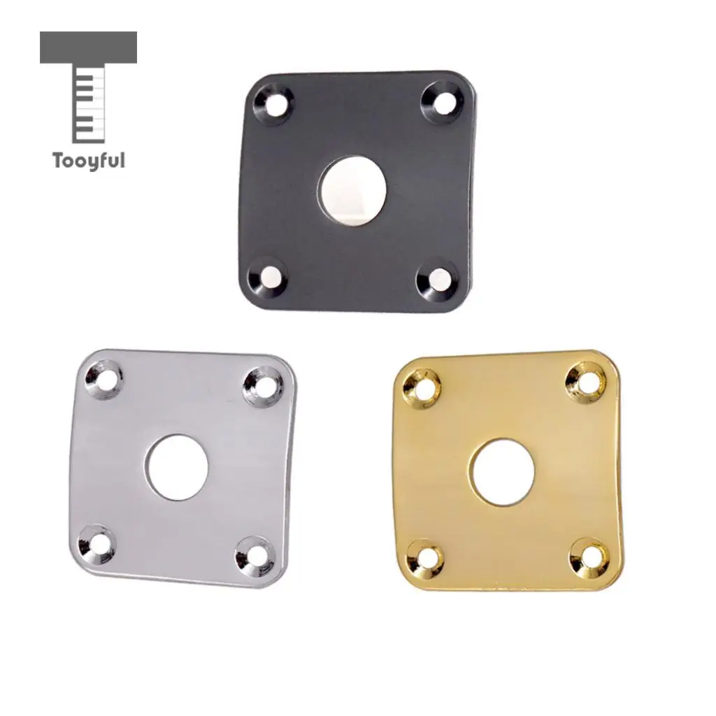 Tooyful 2pcs Metal Curved Bottom Jack Plate Square Jackplate for LP Electric Guitar Parts