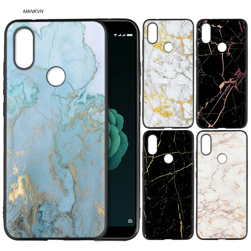 

Silicone Soft Case Cover for Xiaomi A2 Lite A1 Redmi S2 Note 5 Plus 6 6A 4 4X Pro Poco F1 Gold Foil Marble