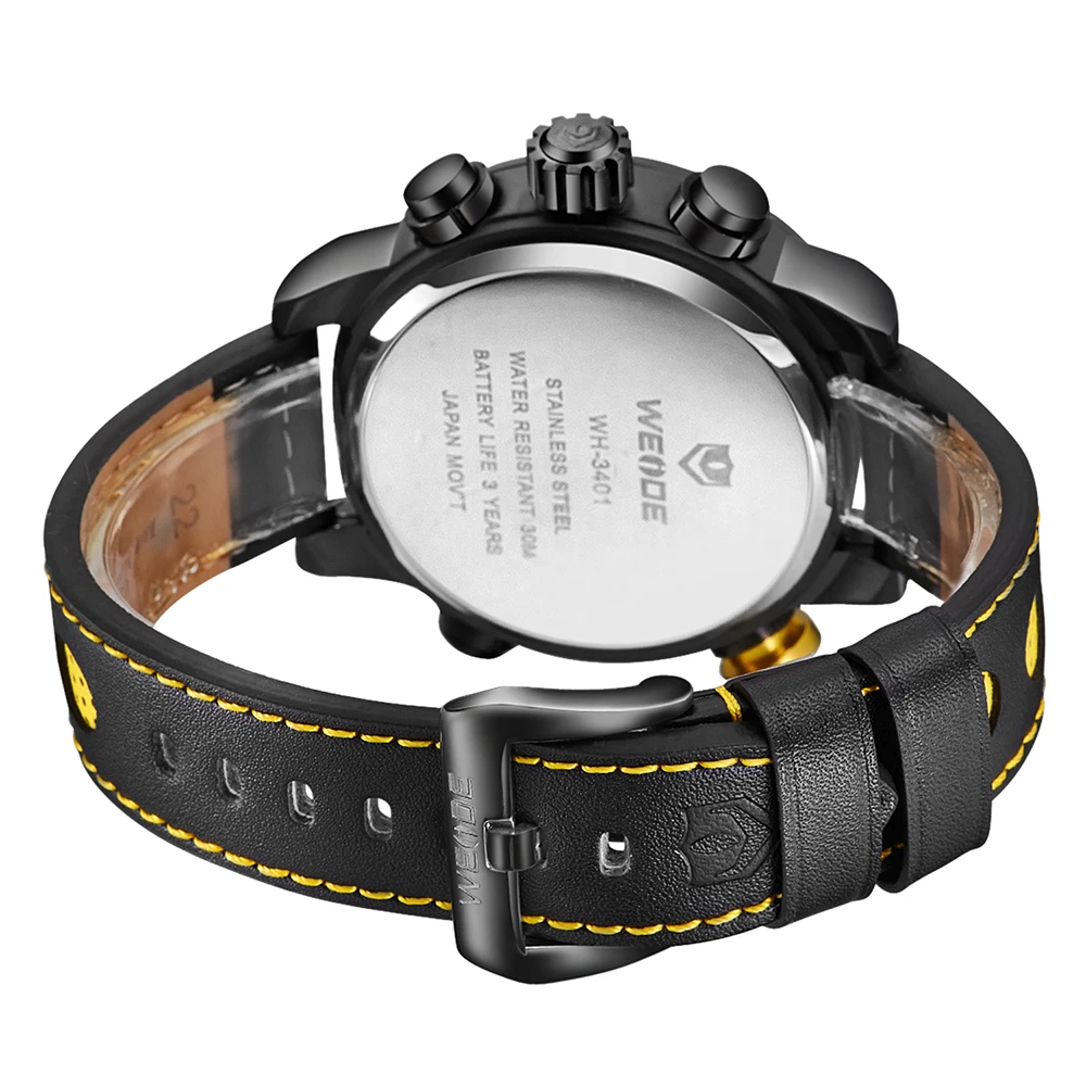 WEIDE Luxury Brand Fashion Sport Watch Analog Digital Display Waterproof Leather strap Gift Box Relogio Masculino Alarm Clock WEIDE Luxury Brand Fashion Sport Watch Analog Digital Display Waterproof Leather strap Gift Box Relogio Masculino Alarm Clock