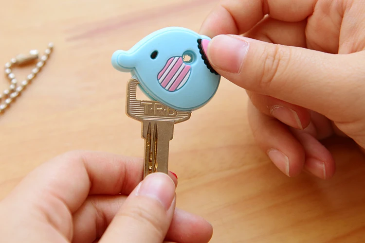 Cartoon Anime Cute Key Cover Cap Silicone Mickey Stitch Bear Keychain Women Gift Owl Porte Clef Minne Key Chain