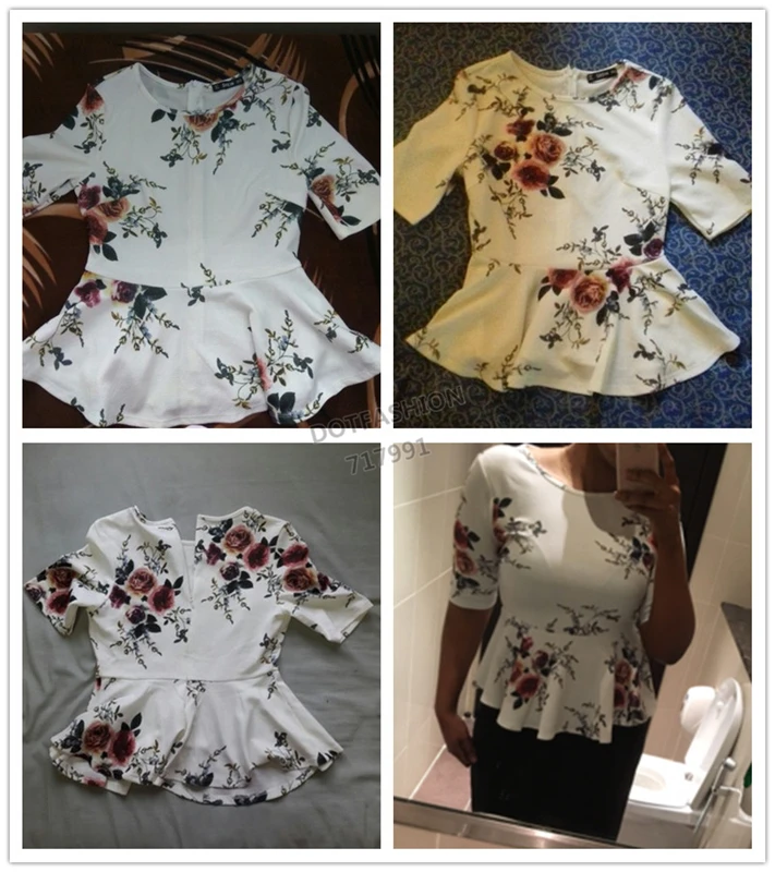Dotfashion Zipper Back Ruffle Hem Peplum Top 2018 New Round Neck Floral Zipper Women Blouse Multicolor Short Sleeve Blouse Dotfashion Zipper Back Ruffle Hem Peplum Top 2018 New Round Neck Floral Zipper Women Blouse Multicolor Short Sleeve Blouse