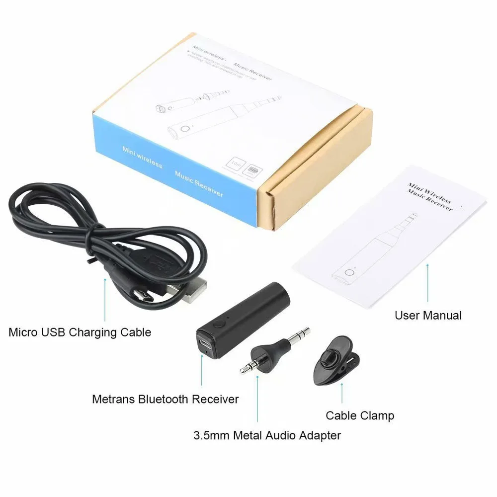 Bluetooth 5 0 Stereo Audio Adapter 3 5mm 2 5mm A2DP Handsfree Music Receiver For Car Music Headphone Reciever