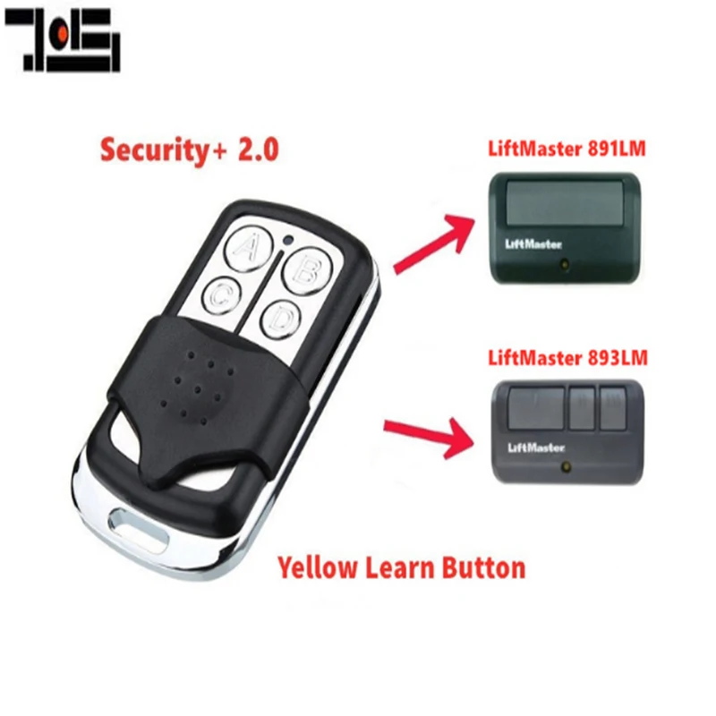 

FOR 891LM LiftMaster 4 Button Garage Door Remote Security+ 2.0 MyQ 953EV 310MHZ/315MHZ/390MHZ