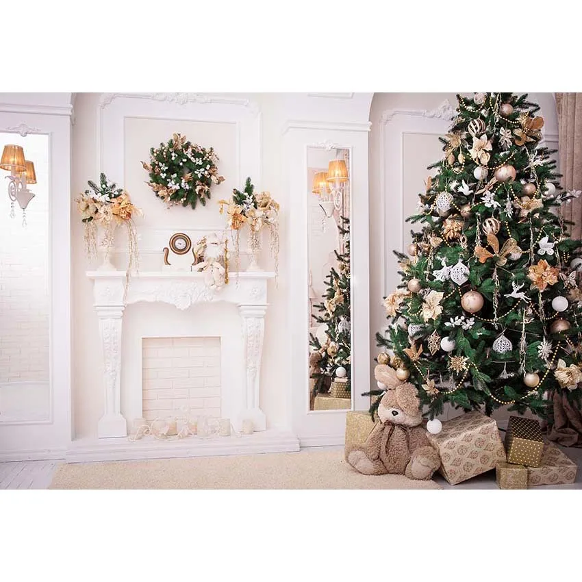 Рождественские фоны для студийной фотосъемки Рождественская елка украшение дома камин семейные вечерние фотостудия для зимнего сезона