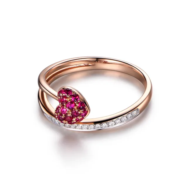 Myray 14k Rose Yellow White Gold Natural Round Ruby Diamonds Heart Myray 14k Rose Yellow White Gold Natural Round Ruby Diamonds Heart Shaped Wedding Band Engagement Anniversary