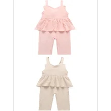 Лето для девочек колготки для девочек Повседневное без рукавов Vestidos-Line Твердые Хлопок Детская одежда для маленьких девочек SpliceTrousers