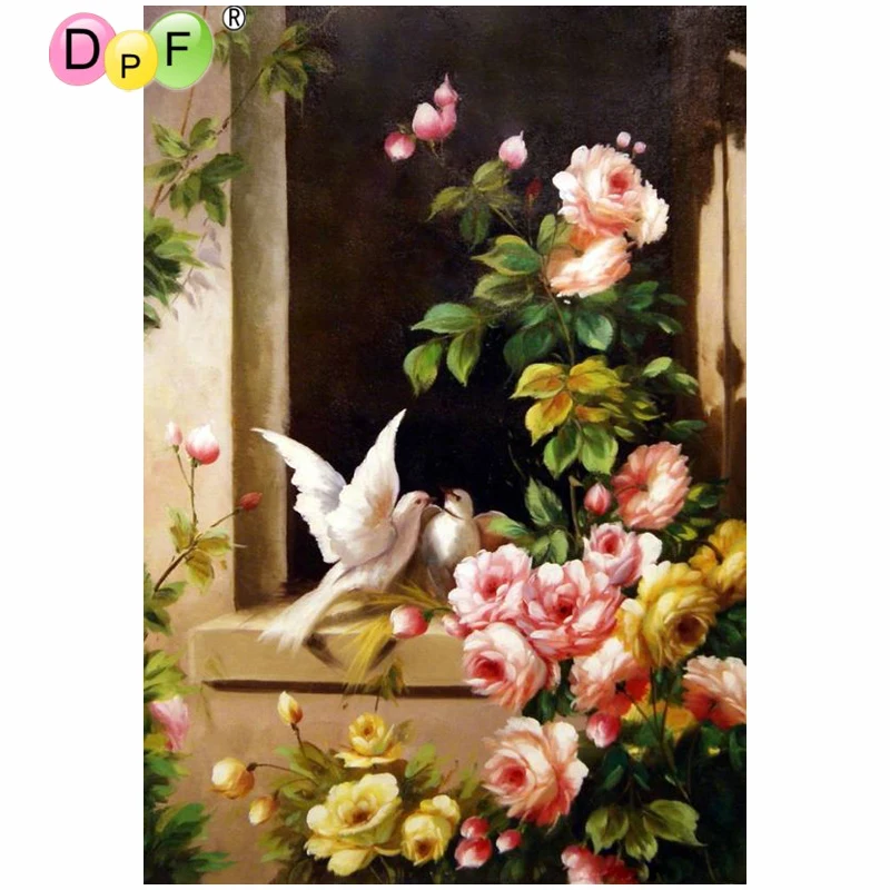 

DPF DIY 5D crafts diamond painting cross stitch needlework bird singing diamond mosaic square home decor diamond embroidery gift