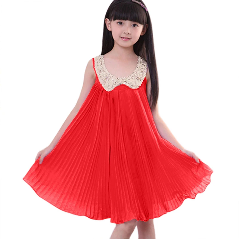 

Girls Sequin Chiffon Round Neck Summer Sleeveless Vest Dress Bling Princess Party Dresses Girl Birthday Gift Z214