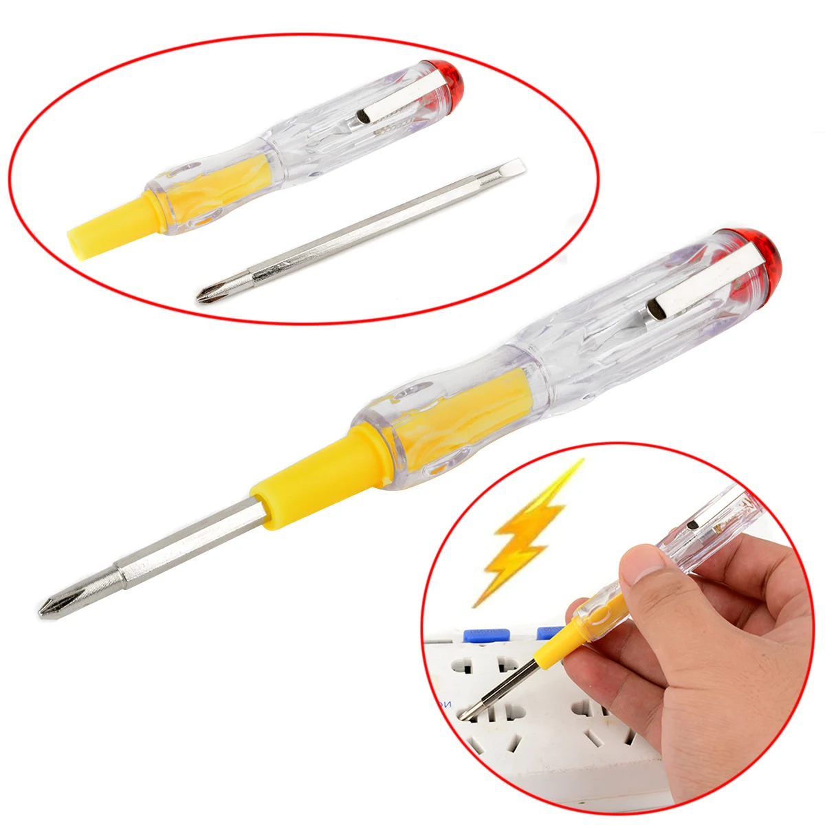 1pc 100-500V LED Electric Test Tester Pen Screwdriver Multifunctional Household Test Pencil Voltage Detector Probe 137mm Mayitr